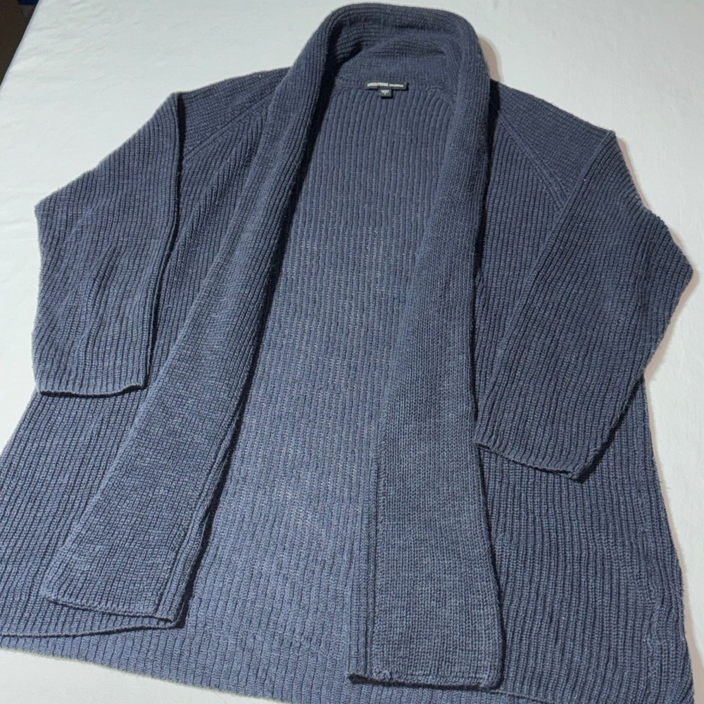James Perse Cardigan Womens 1 Shawl Collar Open Front Cotton Linen Waffle Knit